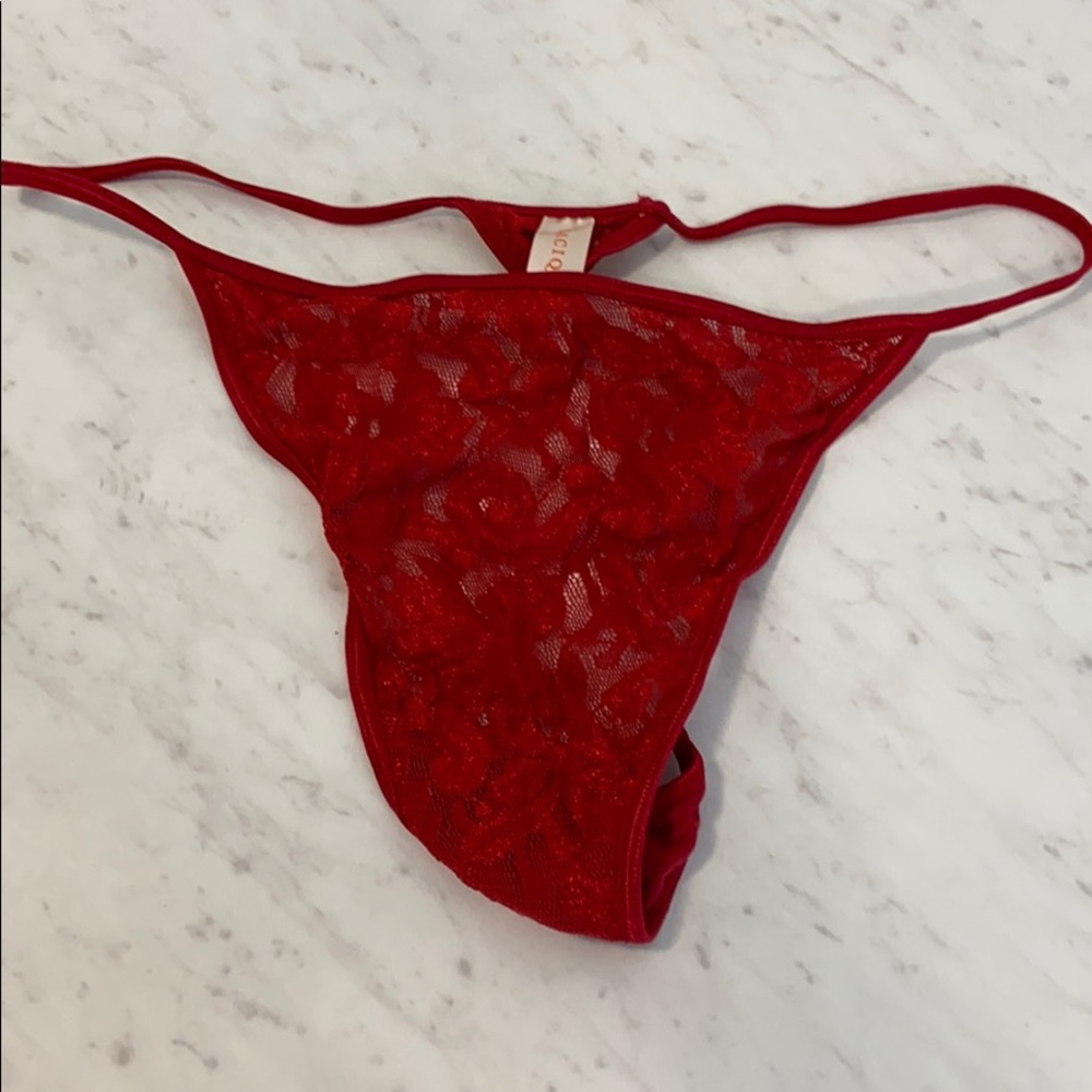 Cacique Red lace Négligée w/string thong 18/20 - Picture 2 of 5